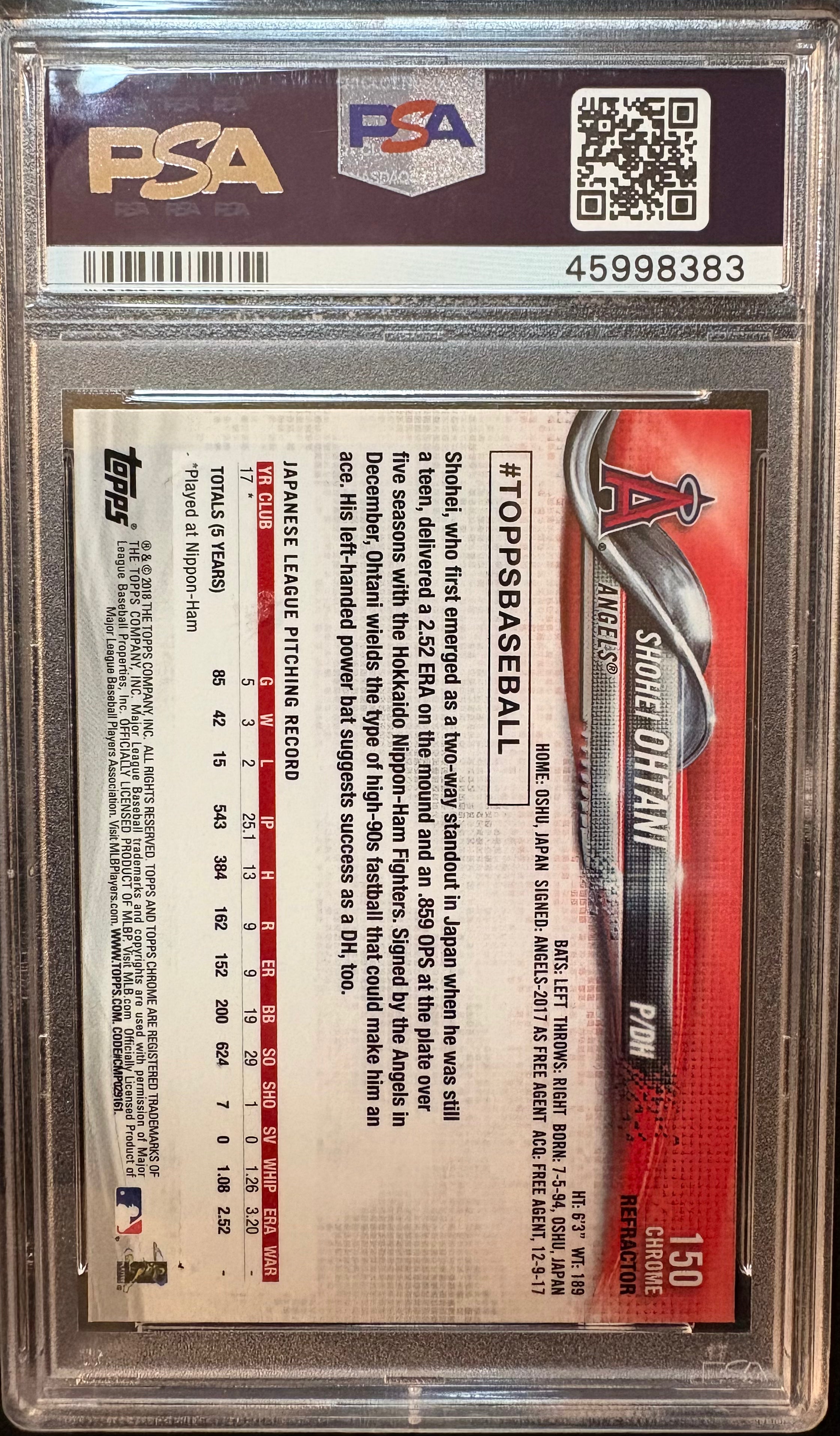 Shohei Ohtani - 2018 Topps Chrome Sepia Refractor (Rookie)