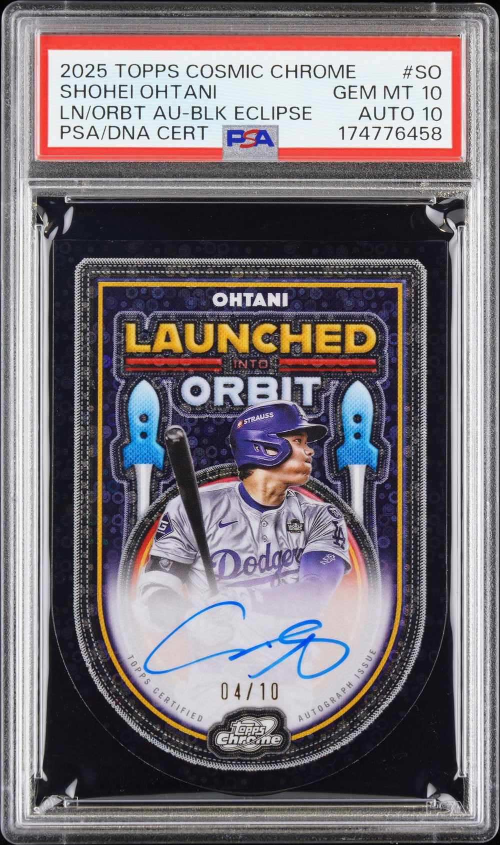Shohei Ohtani - 2025 Topps Cosmic Chrome Launched Into Orbit Black Eclipse AUTO /10 Front