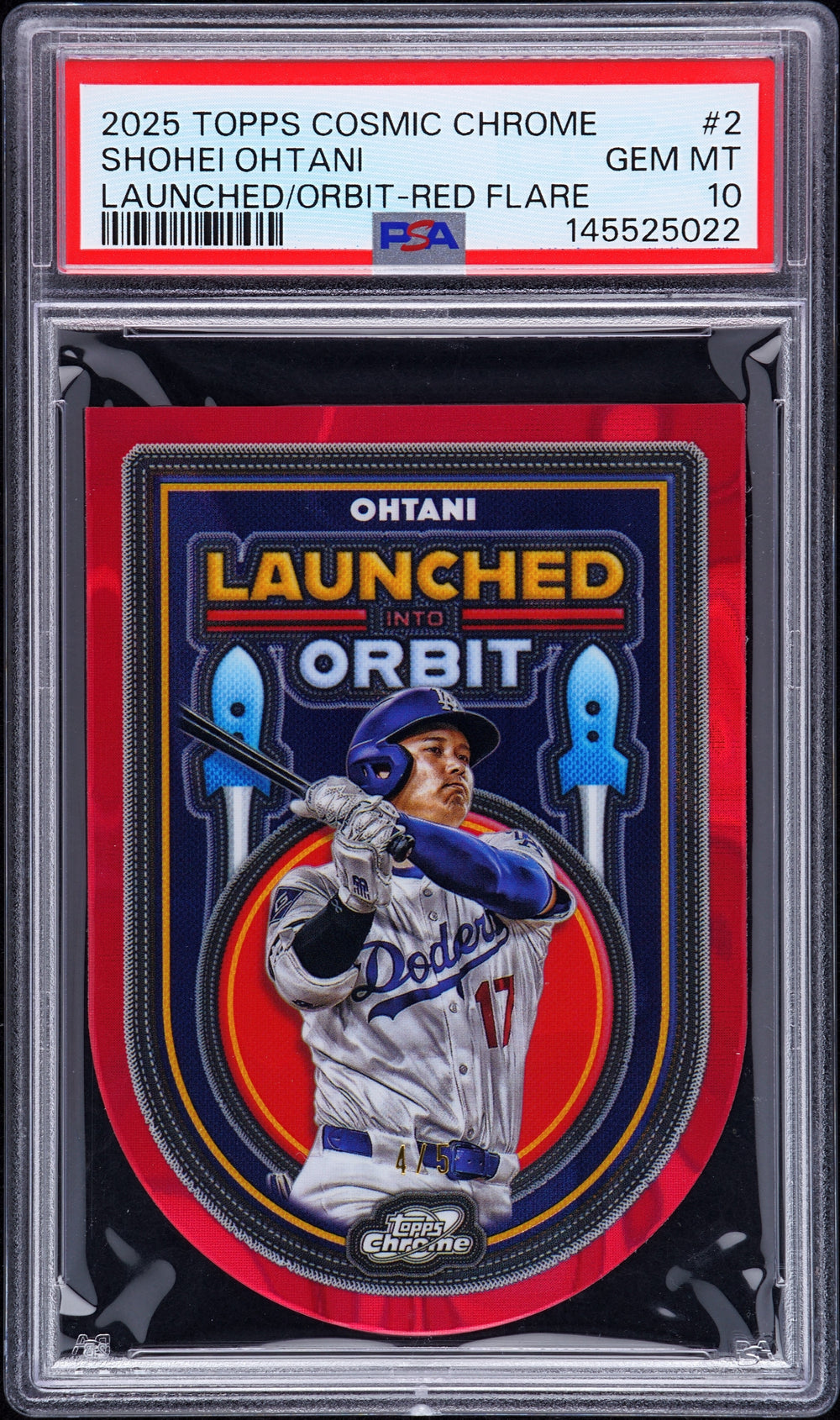 Shohei Ohtani - 2025 Topps Cosmic Chrome Launched Into Orbit Red Flare /5 Front