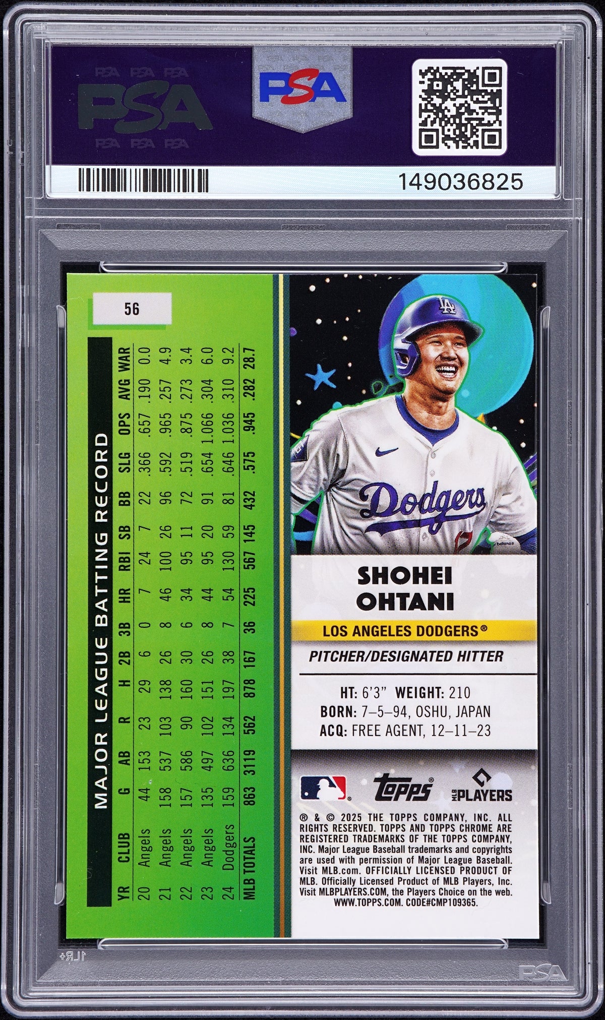 Shohei Ohtani - 2025 Topps Cosmic Chrome - Orange Galactic #56