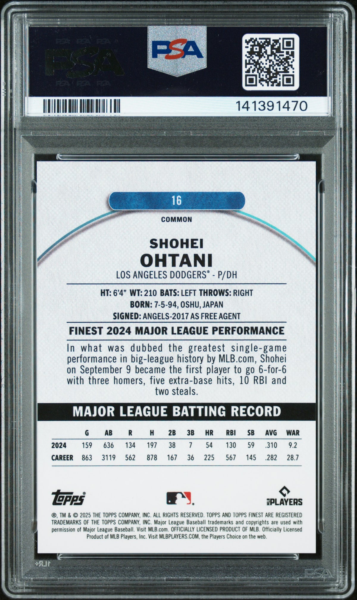 Shohei Ohtani - 2025 Topps Finest Gold Refractor /50
